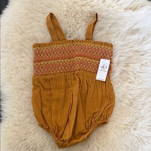 Old Navy Mustard and Pink baby romper
